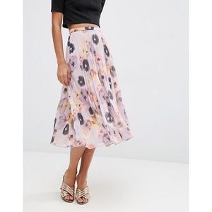 ASOS | Floral Pleated Flowy Midi Skirt